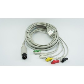 Cabo de ECG 05 Vias com Rabichos  Tipo Clip Compatível GE