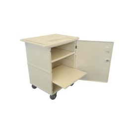 CARRO EM FIBERGLASS PARA TRANSPORTE - 01 PORTA 03 PRATELEIRAS RODÍZIOS 04"